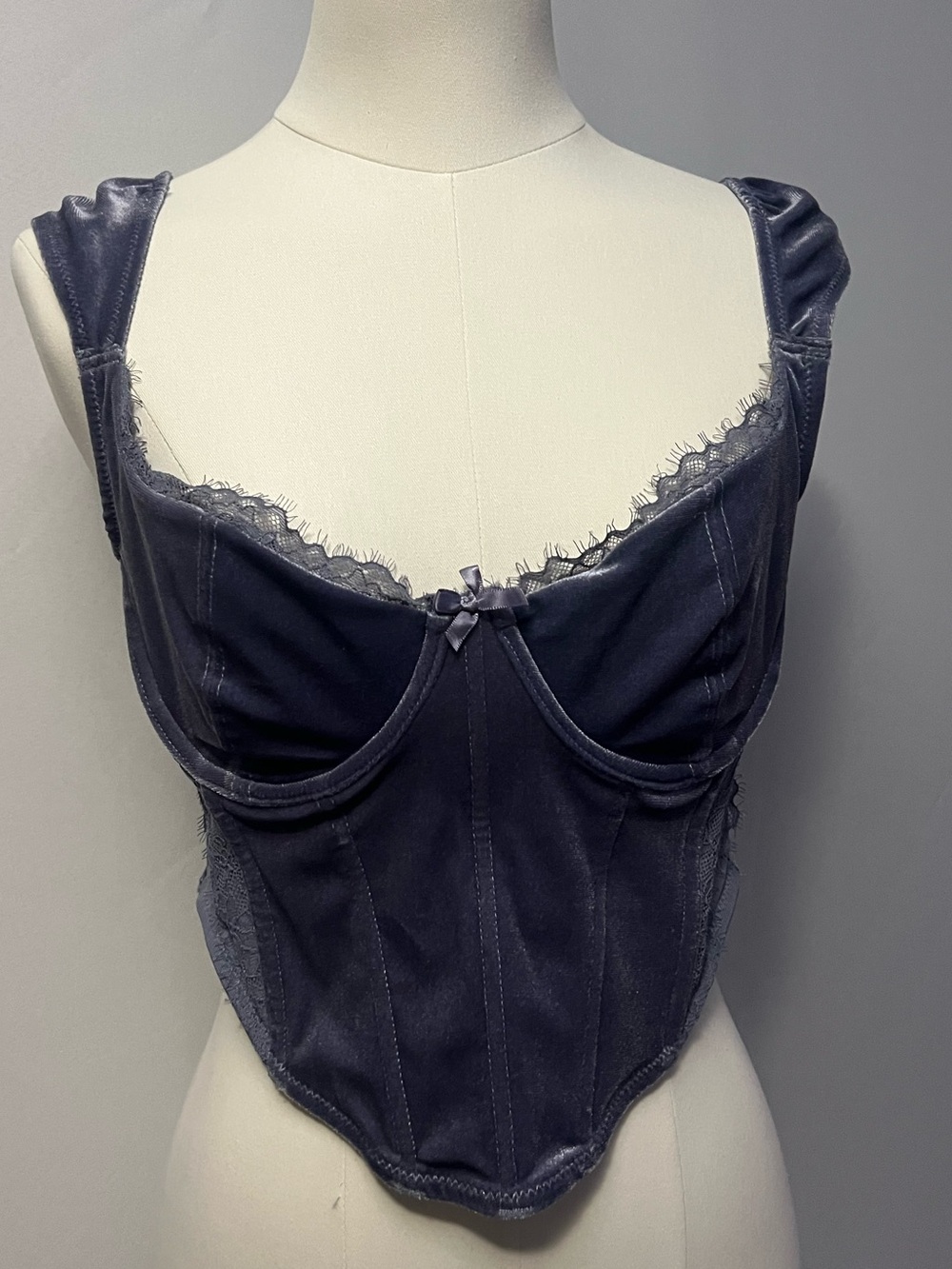 Garage Velvet Crop Bustier Top